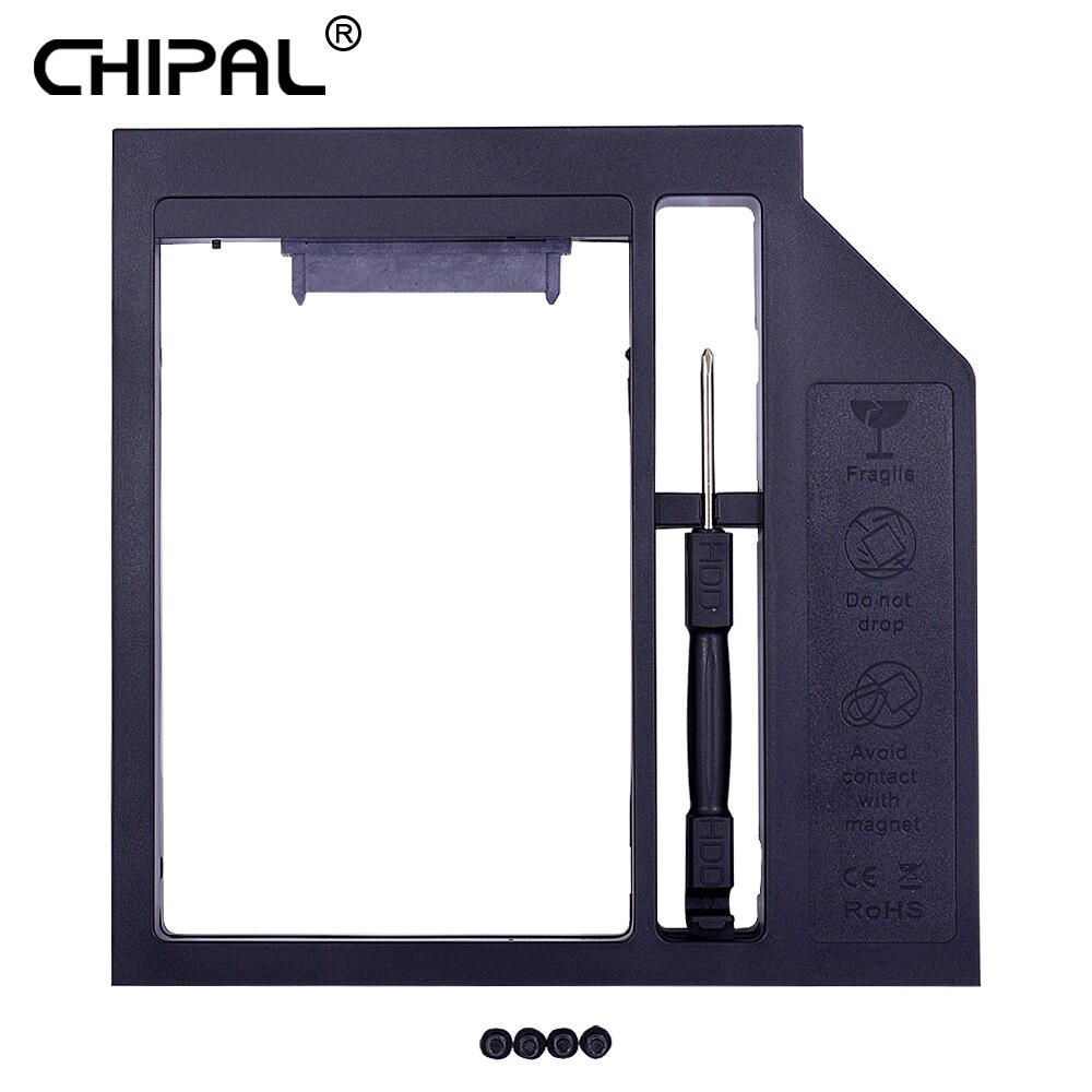 CHIPAL 플라스틱 Optibay SATA 3.0 두 번째 HDD 캐디 12.7mm 2.5 인치 하드 디스크 SSD HDD 케이스 인클로저 노트북 CD-ROM DVD-ROM